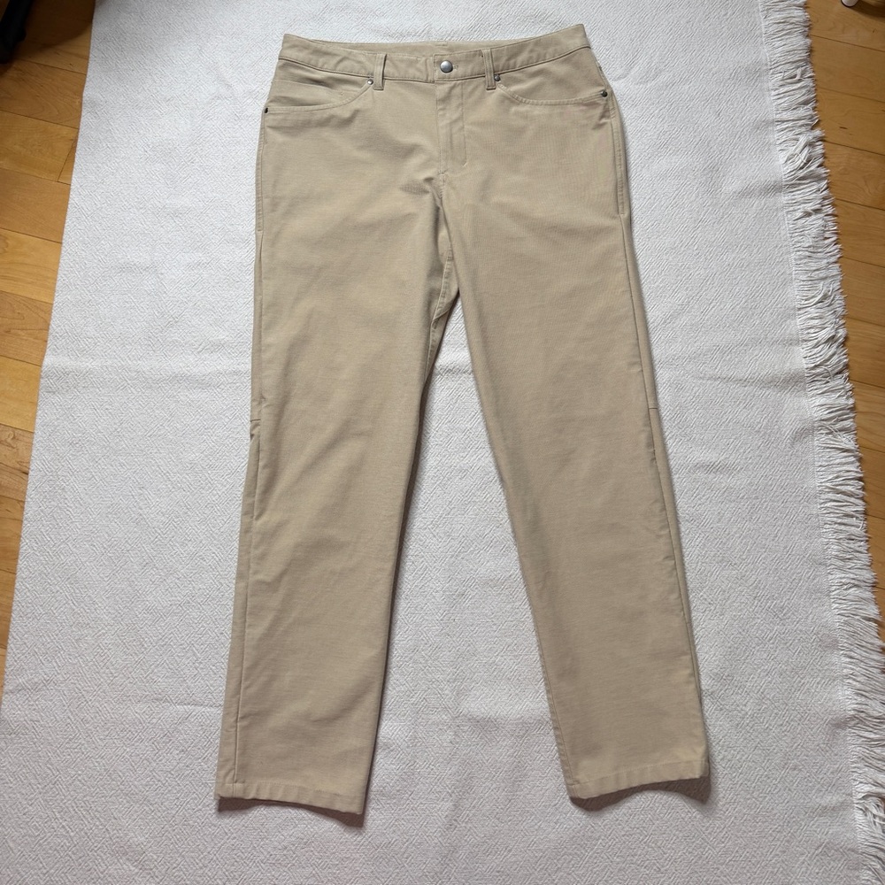 Lululemon Men’s ABC 5 Pokcet Slim Fit Khaki Pants 33 Minimalist Neutral Office - Picture 2 of 9